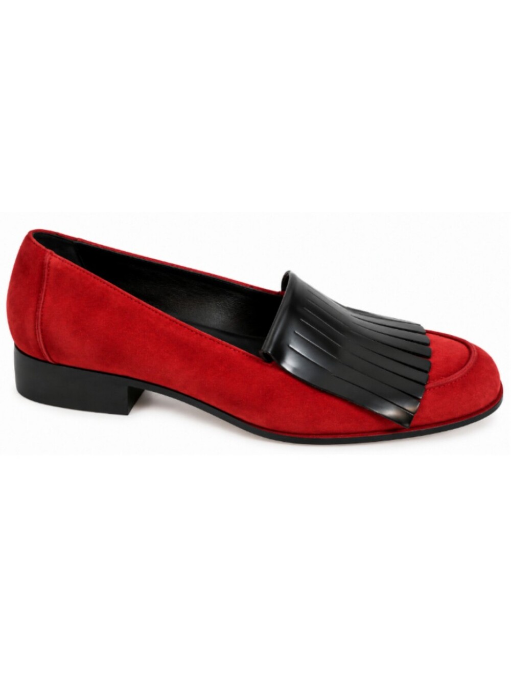Vintage DKNY Red Suede Kiltie Fringe Loafers Size 6.5 Made In Italy Corpcore